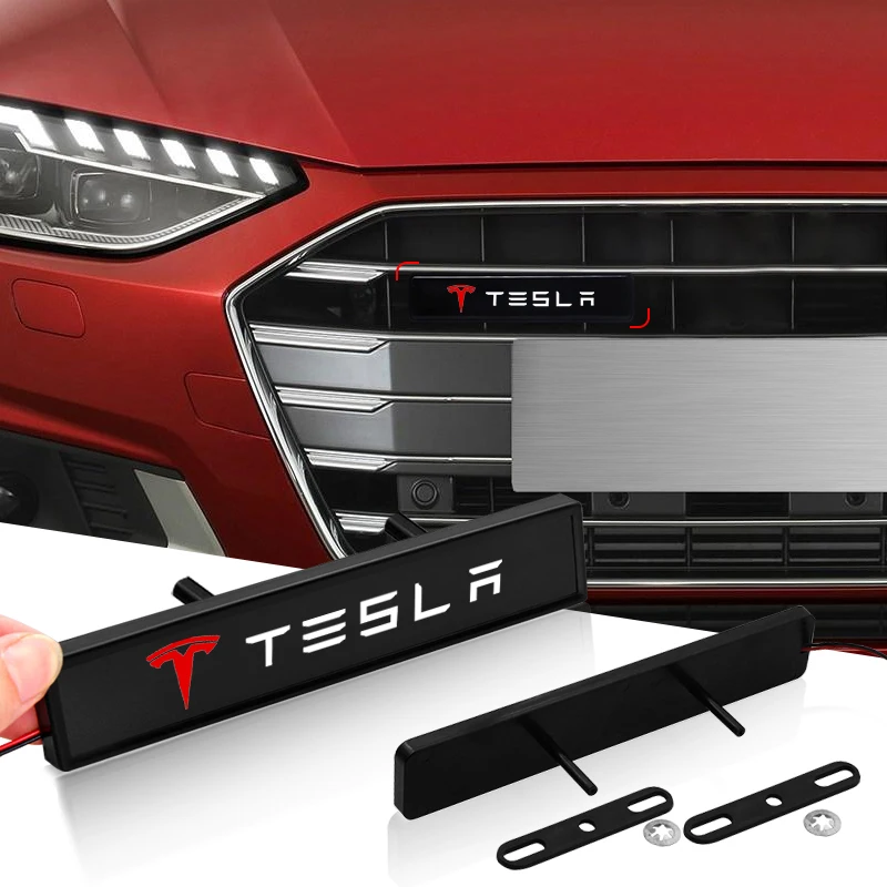 

1 шт. автомобильный декоративный светильник, светодиодный передний капот, решетка, эмблема, значок, декор для Tesla Model 3 2021 S X Y Style Roadster Invader Cybertruck
