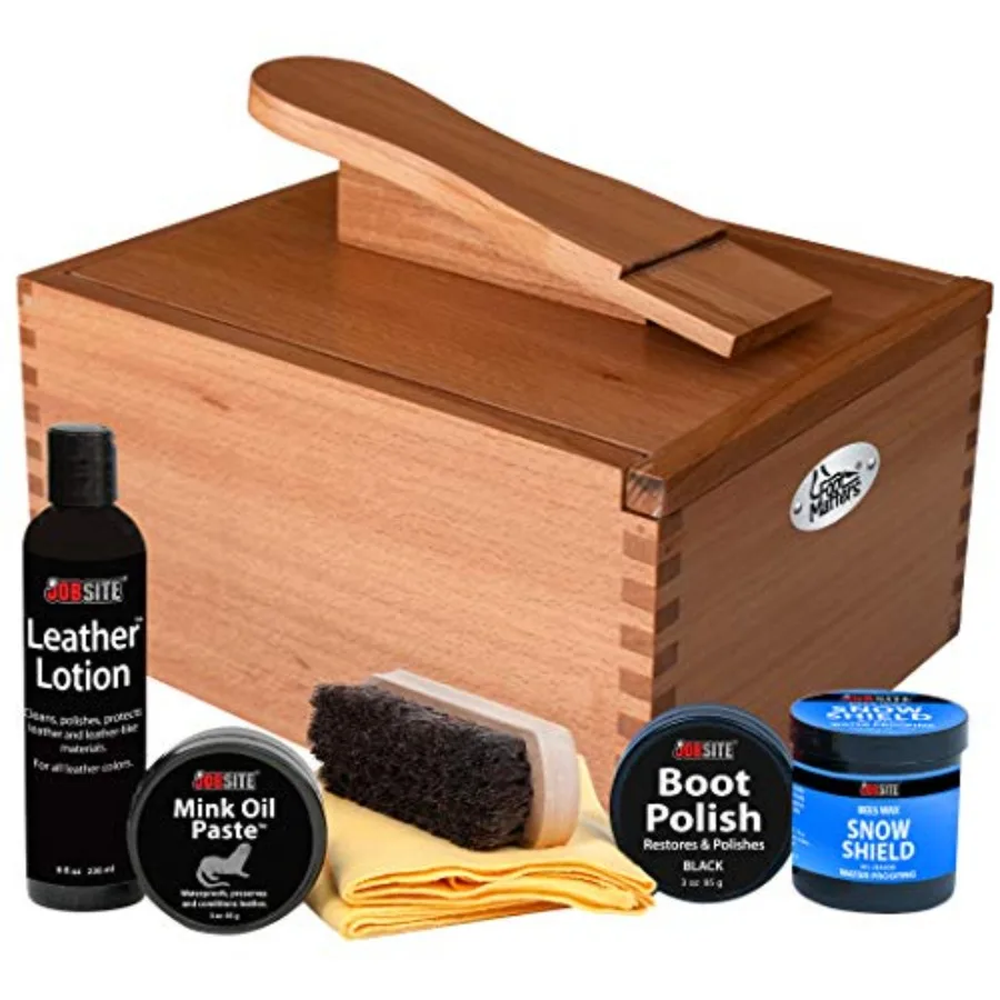 

FOOTMATTERS Shoe Shine Valet Box - Коробка для ухода за обувью из твердой древесины