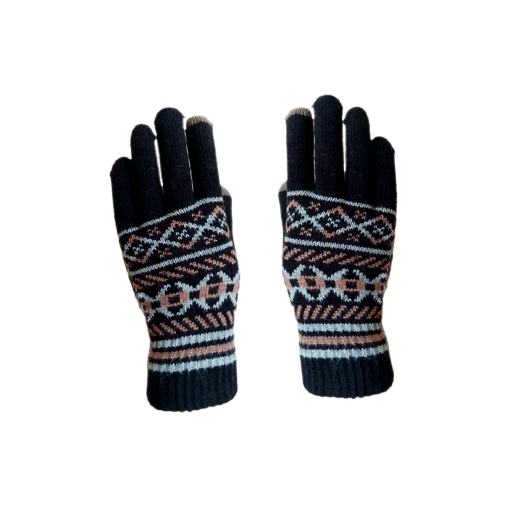 

Thicken Warm Gloves Knitted Woolen Yarn Full Finger Printed Comfortable Winter Touch Screen Safe Outdoor Soft Fits Men Hands