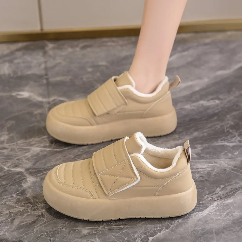Women Platform Sneakers Winter New Casual Thick Sole Increase Non Slip Cotton Padded Shoes Woman Comfortable Plush Warm Shoes
