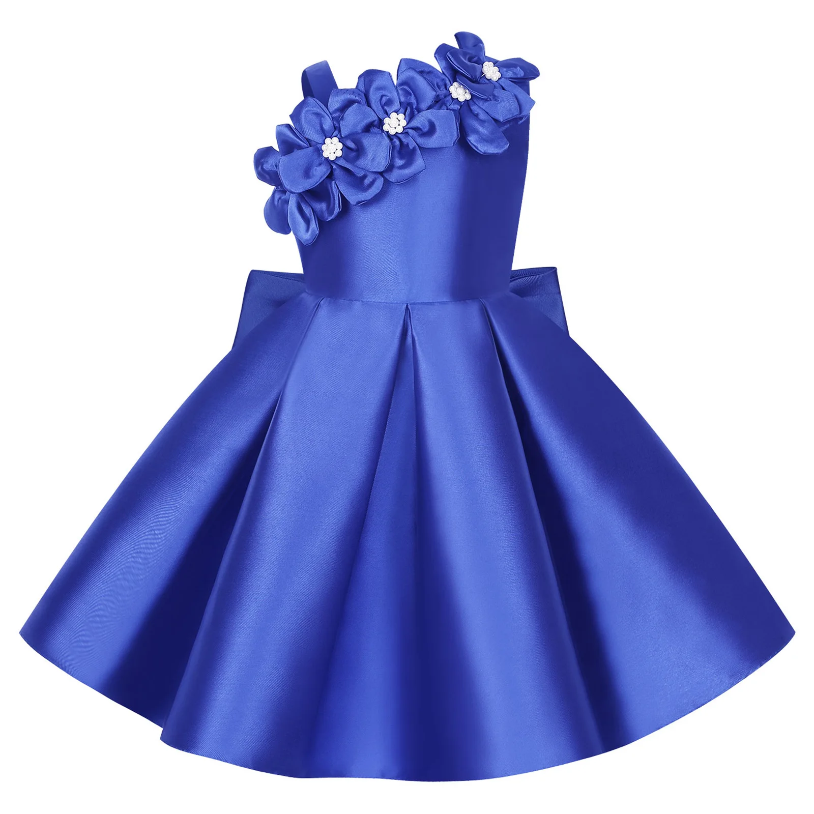 Flower Girl Party Gown senza maniche Applique Bowknot Vestidos Kids Girls Dress Wedding Formal Birthday elegante Princess Dress