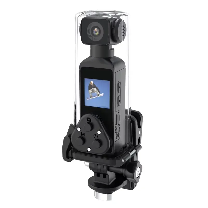 4K Ultra HD Pocket Action Camera 270° Rotatable WiFi Mini Sports Cam with Waterproof Case Helmet Mount for Bicycle Travel Vlog