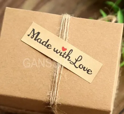 100 قطعة/الوحدة خمر "صنع مع عاشق" الأحمر القلب ملصق هدية ختم ملصقات لتغليف هدايا المخابز محلية الصنع (SS-1149) #2