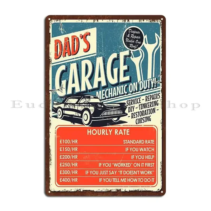 Dad S Garage Retro Workshop Diy Poster Metal Sign Garage Print Cinema Wall Decor Cinema Tin Sign Poster