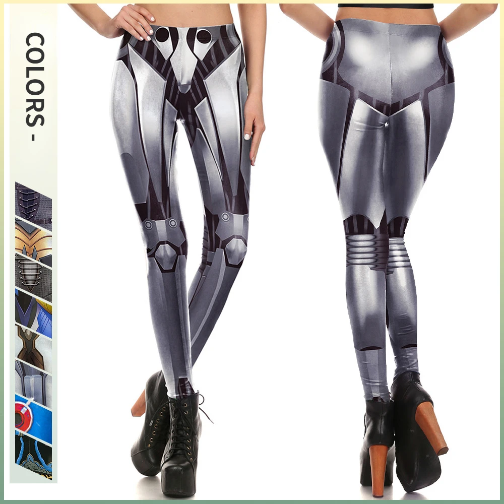 Robot Machine 3D Printed Tight Yoga Pants Women Halloween Cosplay Bottom Costume Slim Fit Party Role Play Leggings Trousers