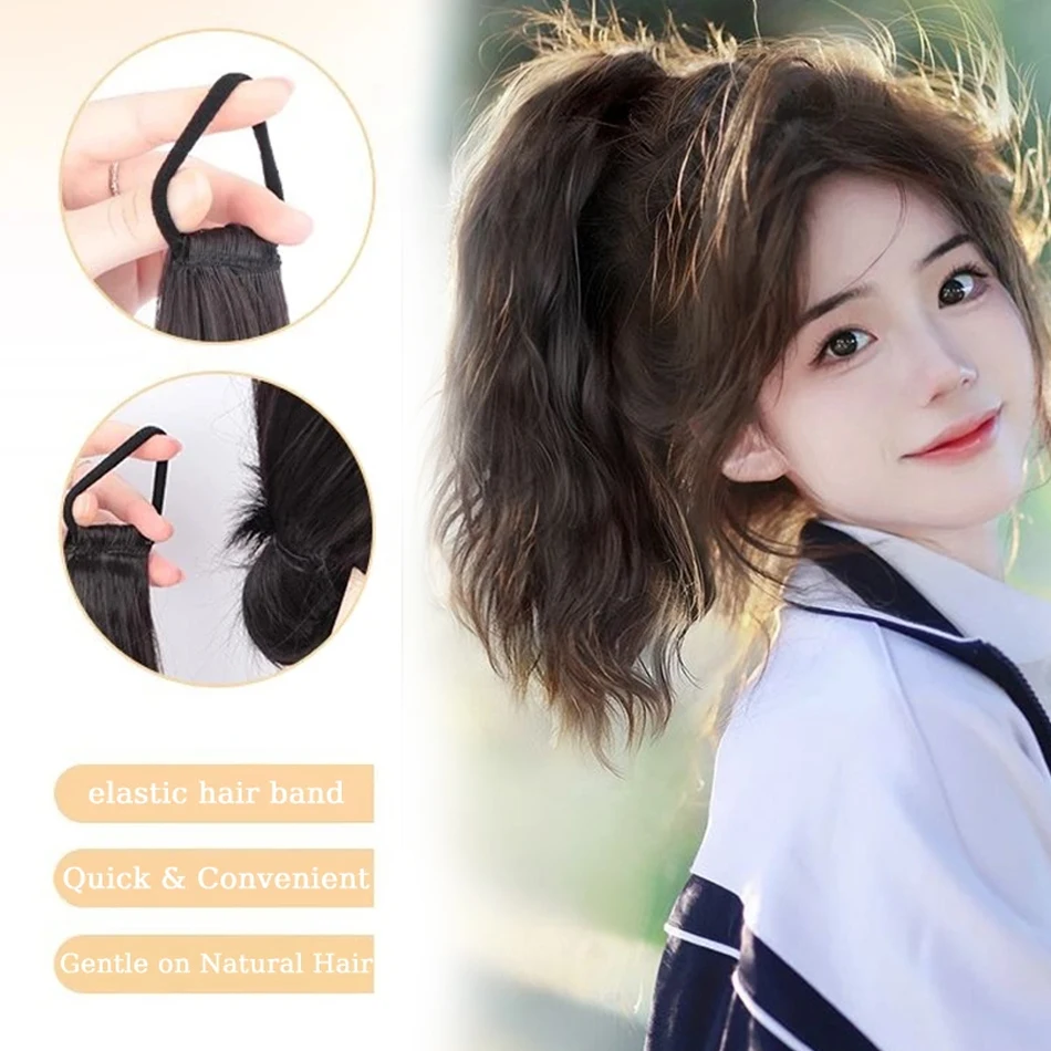 12Inch Curly Synthetic Ponytail Hair Extensions With Elastic Rubber Band Heat Resistant Fiber Ponytail Hairpiece For Daily Wear