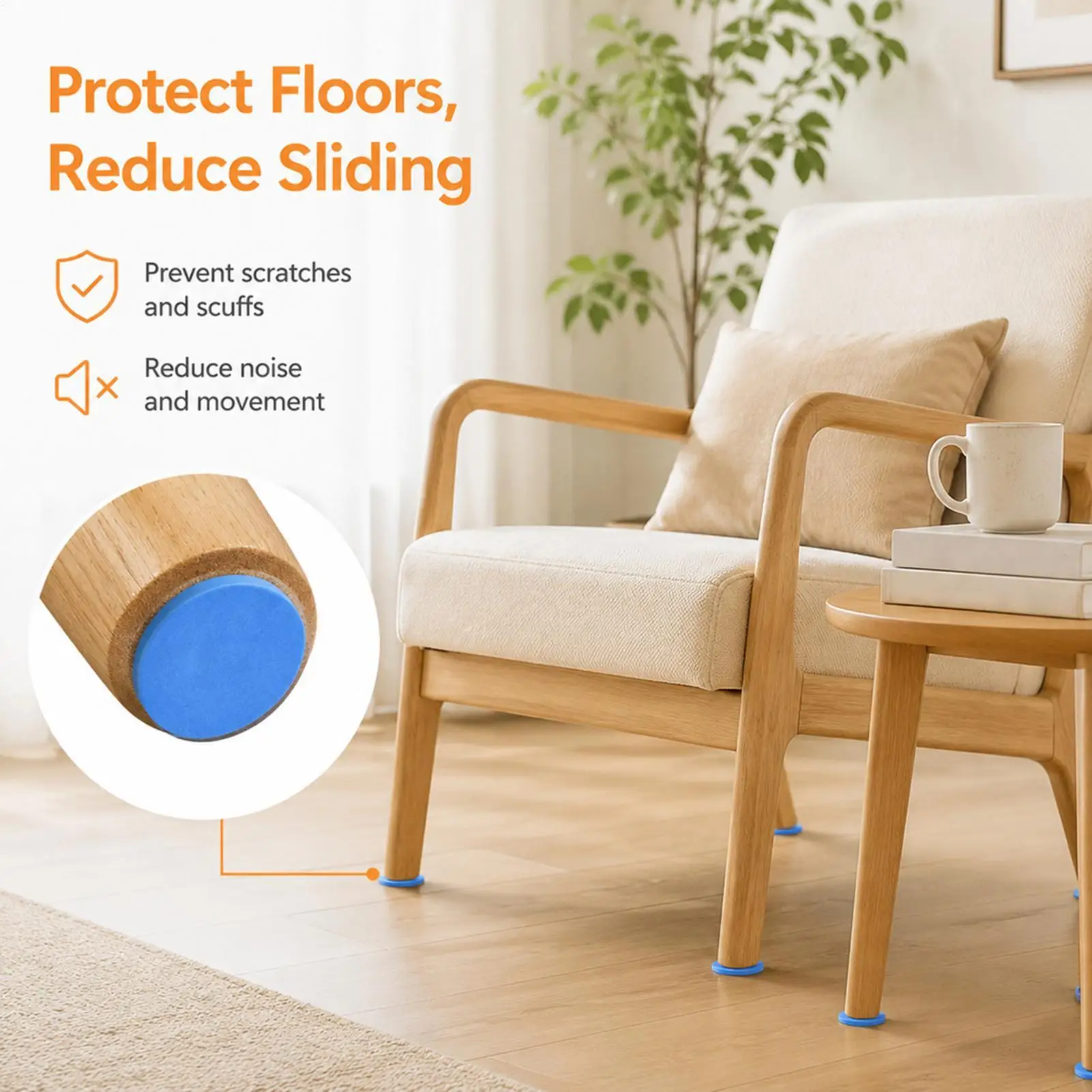 Pads For Chair Legs Protectors 10Pcs Anti Slip Mat Bumper Damper Non-Slip Round Square Self Adhesive Table Feet Protector