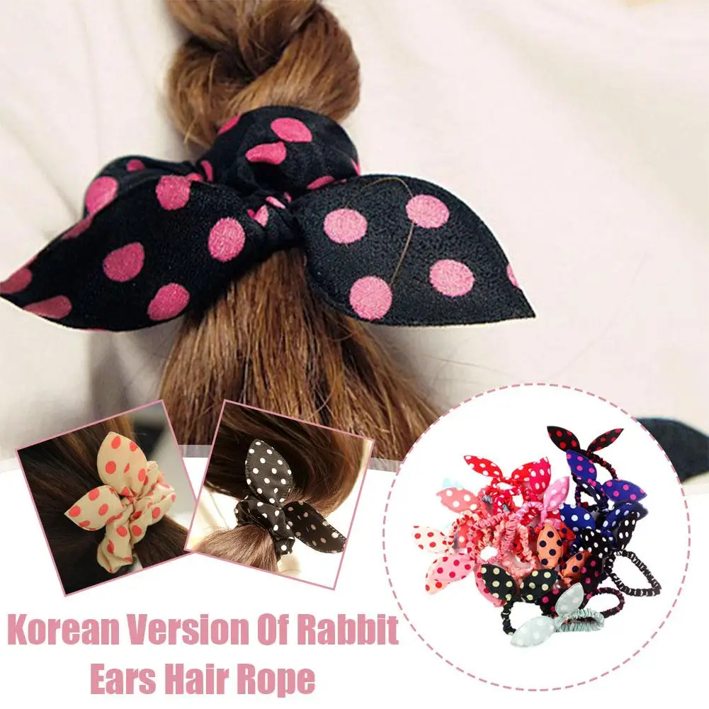 1Pcs Cute Rabbit Ear Hair Bands Girl Rubber Band Elastic Rope Hair Baby Headwear Accessories Hair Ornaments Korean Children R7Z0