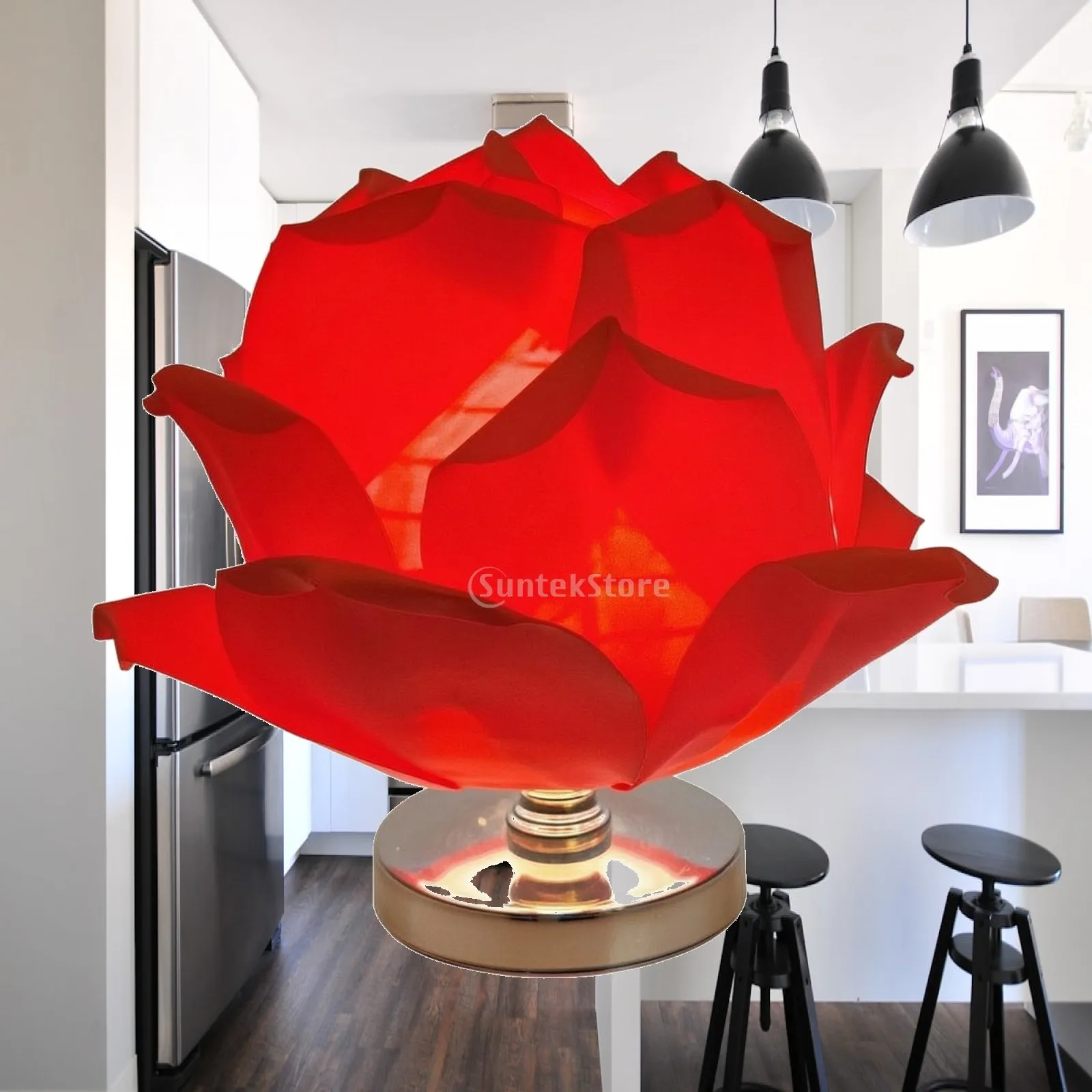 Flower Table Lamp with Mirrored Base Decorative Flower Table Lamp Diffused Glow Corded Electric for Bedroom, Vanity