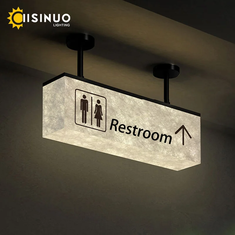 

Custom Hanging LED Restroom Sign Illuminated Bathroom Directional Light Box for Restaurant Hotel Cafe Personalized Toilet Decora
