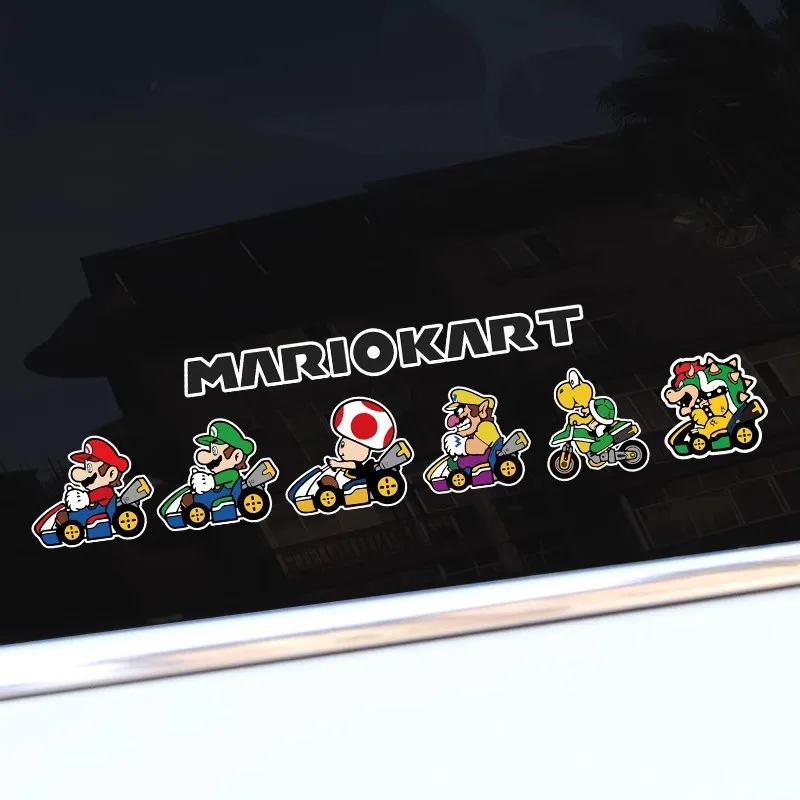 Super Mario Bros Luigi Cartoon Car Stickers Fashion Creative Decals Rear Windshield Trunk Stickers Decal Decoration Accessories