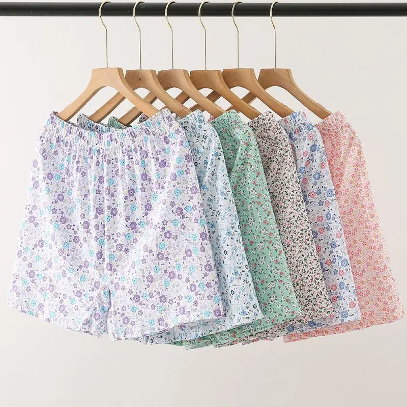Shorts for Women Casual Thin Sleep Pants 2026 New Summer Short Pant Cotton Elastic Waist Floral Print Pantalones Bottoms