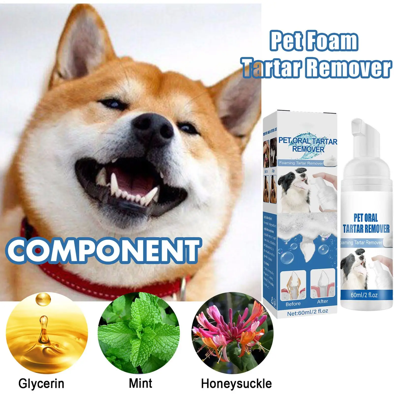 Pet Oral Tartar Remover Spray Deep Clenaing Yellow Teeth Eliminate Bad Breath Fresh Breath Whitening Teeth Pet Oral Foam Cleaner