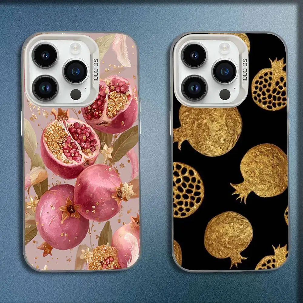 

Gold Pomegranate Golden Seeds Phone Case For iPhone 16,15,14,13,12,11,Mini,Pro,E,SE4,MAX White Candy Matte Fashion Cover