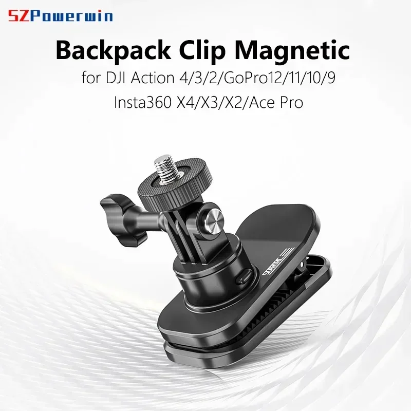 For DJI Action 5 Pro 4 3 2/Insta360 X4 X3 X2 Ace Pro/Gopro Magnetic Backpack Clip Camera Accessories Clamp Mount Holder