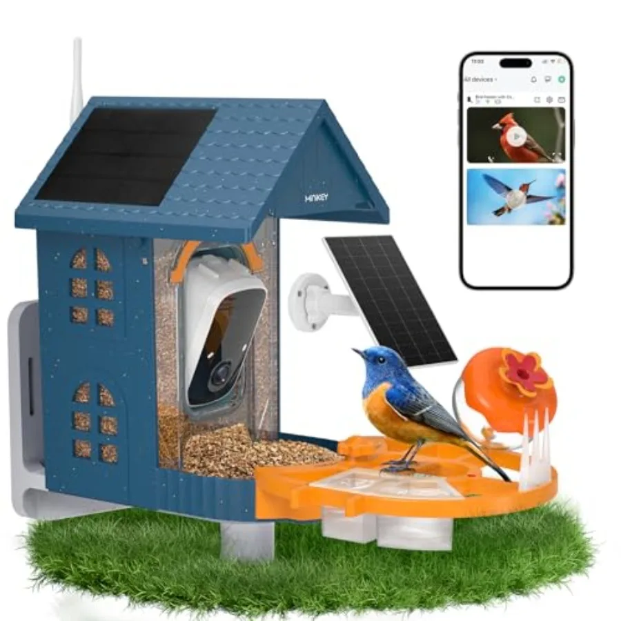 

Outdoor smart bird feeder with camera: AI identifies 11 000+ species 3K HD quality arrival alerts powered by 3 solar panels bla