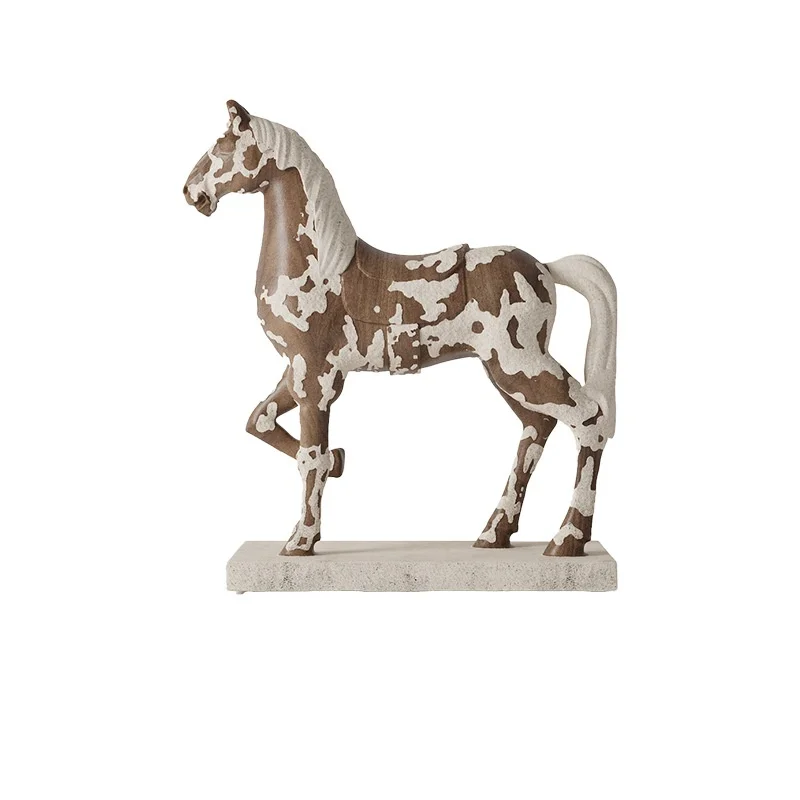 Resin Handicrafts Mottled Horse Art Piece Simulated Animal Sculpture Horse Decorative Figurines Home Decoration Accessories