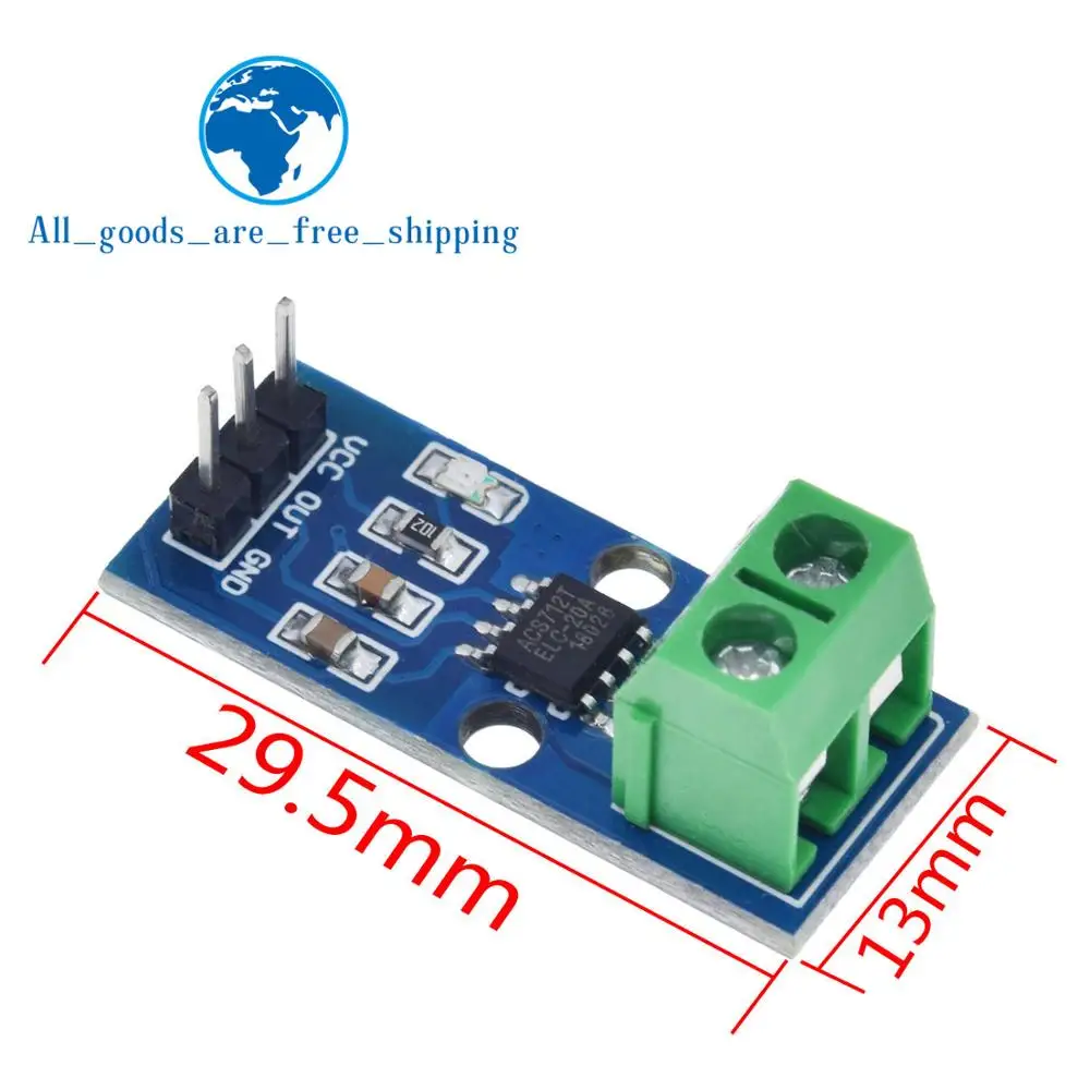 TZT 1/3PCS  Hot Sale ACS712 5A 20A 30A  Range Hall Current Sensor Module ACS712 Module For Arduino 5A 20A 30A