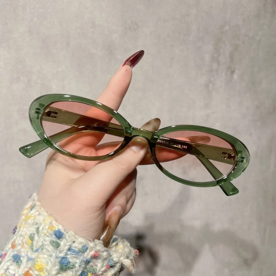 1Pc Unisex Glasses New Style Exquisite Compact Oval Fashion Trendy Casual Versatile Stylish Christmas Gift Daily Party Gathering image 2
