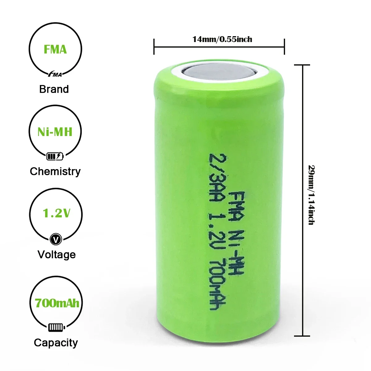 10 stks FMA 1.2 V Ni-Mh Ni-Cd Batterij 350-2000 mAh Maat 1/3AA 2/3AA 4/5AA AA DIY voor Draadloze Telefoon Elektrisch Scheerapparaat Model Speelgoed
