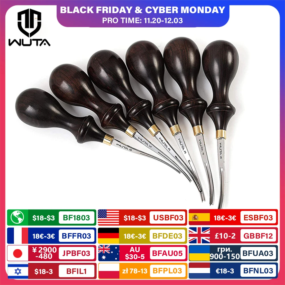 

WUTA Leather Edge Beveler PRO Skiving Craft Work Tools DC53 Die Steel Ebony Handle Cutter Edger Creaser Skiver available 6Size