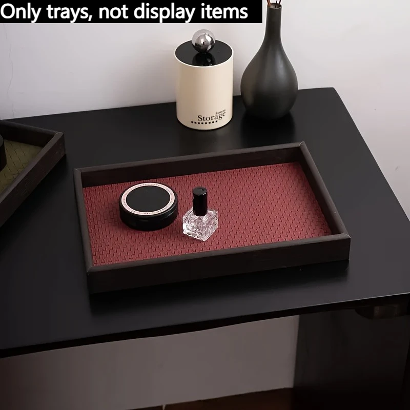 1 Stück Aufbewahrungstablett aus Kunstleder mit gewebter Textur, Uhrenschmuck-Organizer, dekoratives Präsentationstablett für zu Hause, Kosmetikhalter, Aufbewahrungstablett