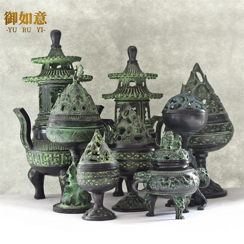 Bronzes Hill censer of Han Dynasty Phoenix bird, turtle crane smoking furnace Film props of Han Dynasty Classical crafts furnace