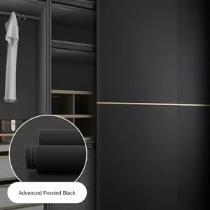 Matte Black vinil autoadesivo papel de parede, impermeável, grosso, prova de óleo, PVC adesivos, renovação de móveis, armários de cozinha 10 principais vendas papel de parede lavavel sala - №5