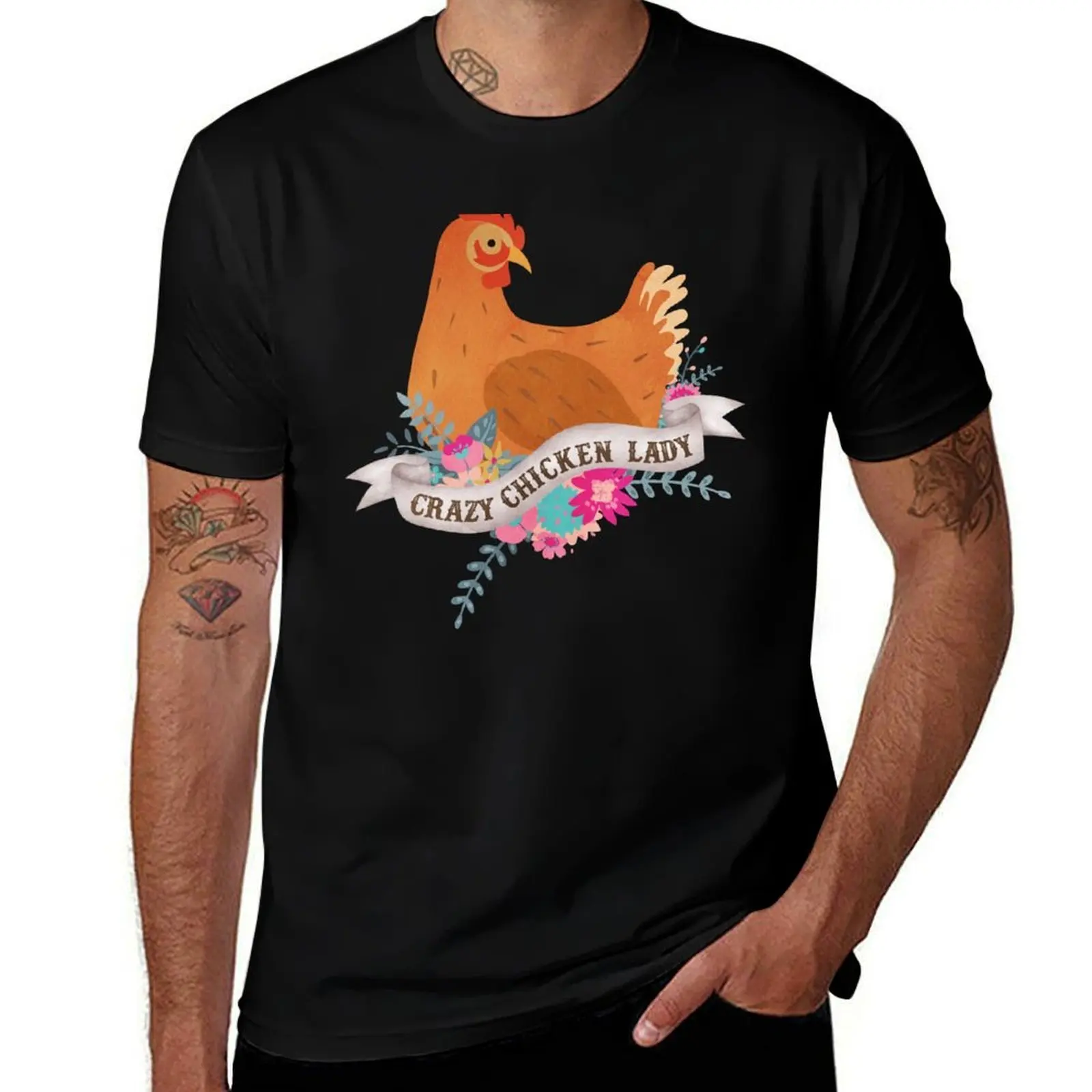

Crazy Chicken Lady T-Shirt t shirts for man graphic tees cotton tshirt 100% T-Shirt