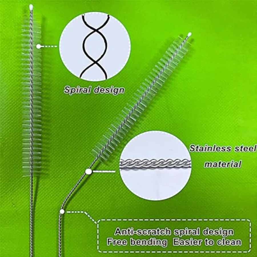 فرشاة تنظيف القش عصر طويل 12 Ih فرشاة القش الأنظف الفولاذ المقاوم للصدأ شعيرات النايلون فرشاة تنظيف لتنظيف ستانلي تعثر #4