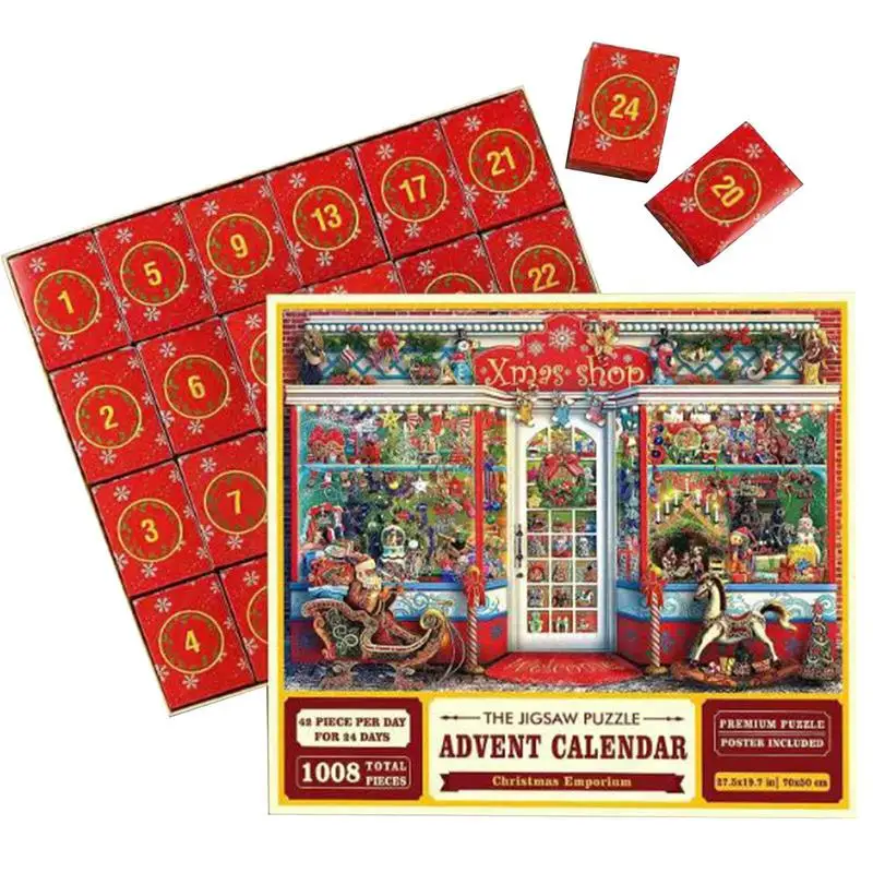 

Christmas Countdown Puzzles Gift Creative 24 Days Advent Calendar Jigsaw Puzzles Perfect Festival Gift for Children And Adults