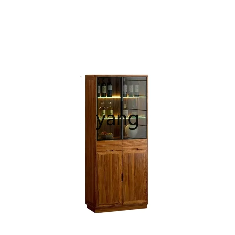 

lmm Solid Wood Wine Cabinet Home Wall-Mounted Living Room Glass Door Display Cabinet TV Cabinet