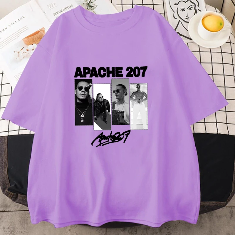 Vintage Apache 207 Portrait Grafik T-Shirt Unisex Deutscher Rap-Musik-Print Übergroßes Kurzarm-Shirt für Männer und Frauen Hip-Hop-Shirts – Detail 3