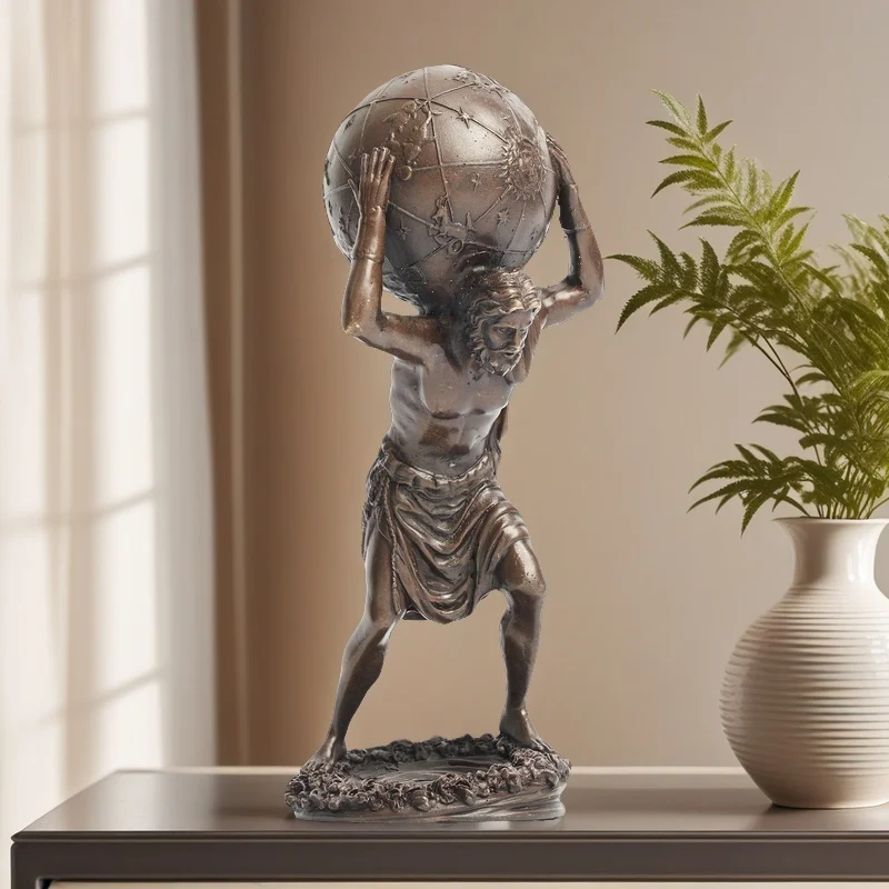 Greek Titan Bronze Atlas Carrying The World Statue Greek Myth God Atlas Bronze Sculpture For Home Indoor Decor Ornament Crafts