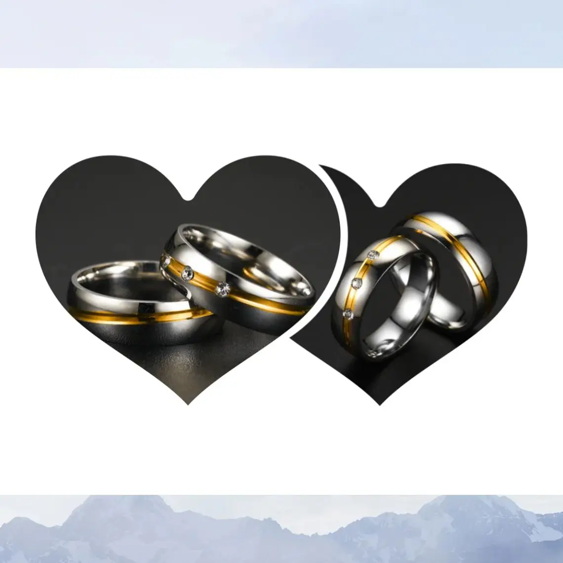 

Trendy Stainless Steel Couple Rings For Men Women Rhinestones Zirconia Rings Wedding Party Jewelry Valentines Day Gifts