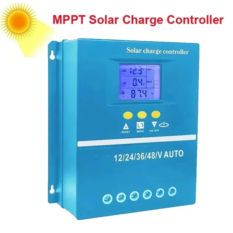 60A 80A 100A MPPT Solar Charge Controller, Auto 12V/24V/48V, LCD Display, PV Regulator for Lead Acid & Lithium Batteries