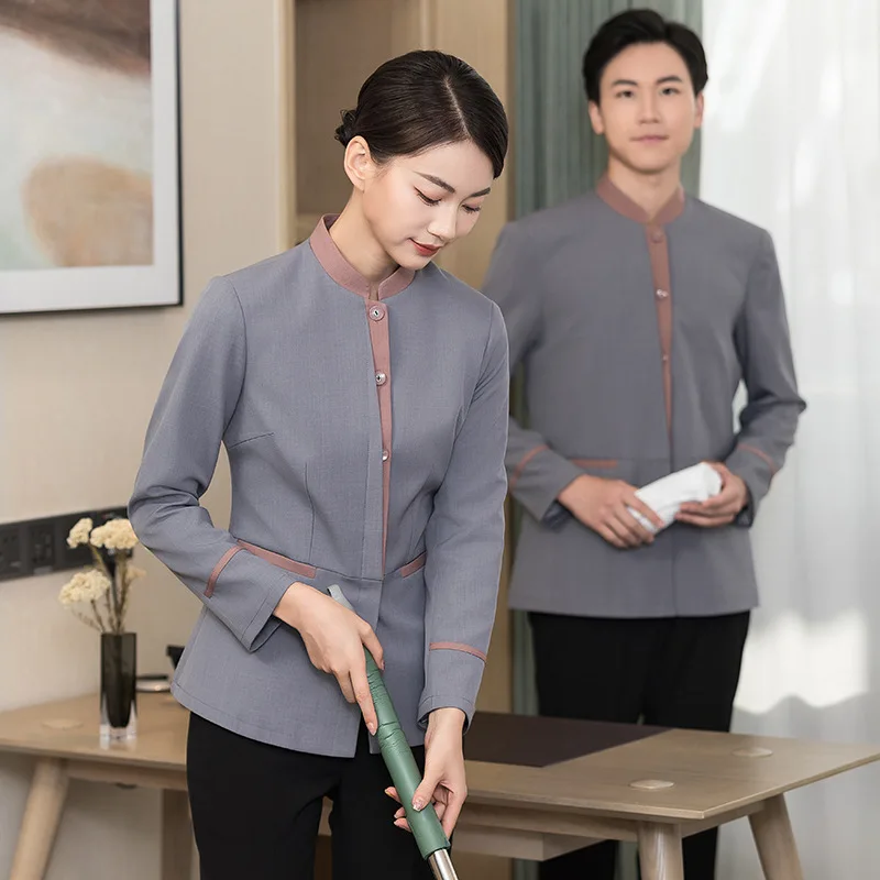 

Cleaning Work Long Sleeve Female Hotel Guest Room Floor Aunt Pafu Community Property Cleaner Autumn and Winter Clothes