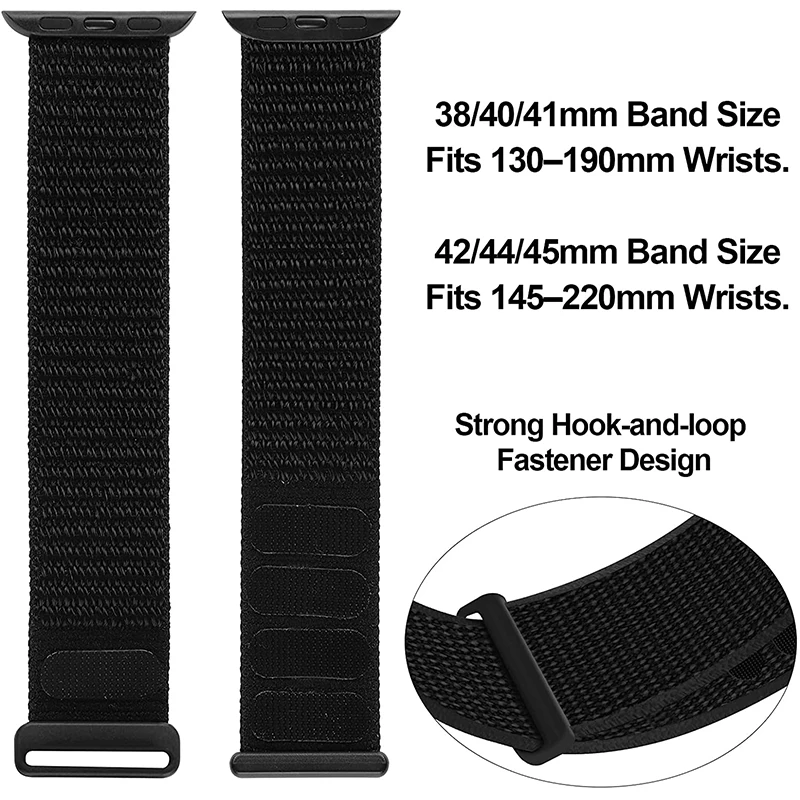 Pour bracelet de montre Apple 44mm 40mm 49mm 45mm bracelets de montre élastiques en Nylon pour Iwatch série 1 2 3 4 5 6 7 8 Se Ultra 38 41 42mm Correas