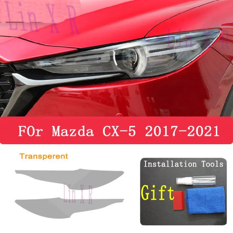 2 Pcs For Mazda CX5 CX-5 KF 2012-2016 KE 2017-2021 Car Headlight Tint Black Protective Film Transparent TPU Sticker Accessories