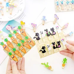 10Pcs Mini Wooden Clip Creative Cartoon Kawaii Cat Unicorn Modeling Paper Clips DIY Photo Clips Decorative Child Gift