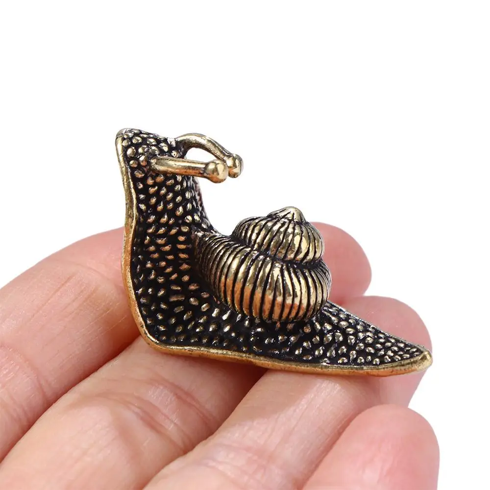 Pure Brass Antique Collection Home Decorations Tea Pet Copper Craft Animal Toy Snail Figurines Table Pets Desk Ornament