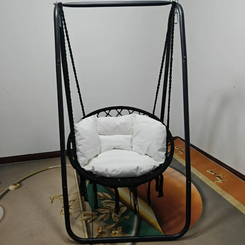 Hanging Basket Hanging Chair Indoor Single Household Balcony Swing Mesh Basket Cotton Rope Woven Rattan Chair