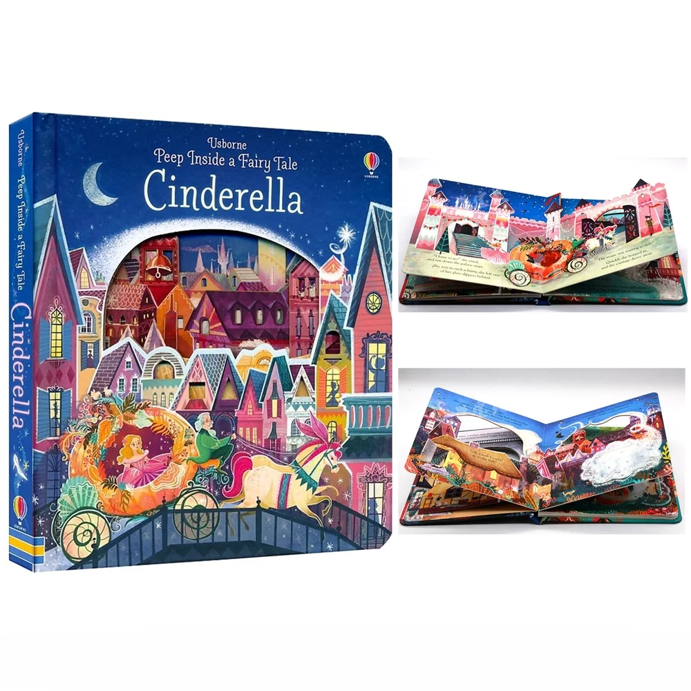 Usborne Peep Inside A Fairy Tale Cinderella Montessori Educational English Books For Kids Bedtime Reading 3d Flap Picture Book