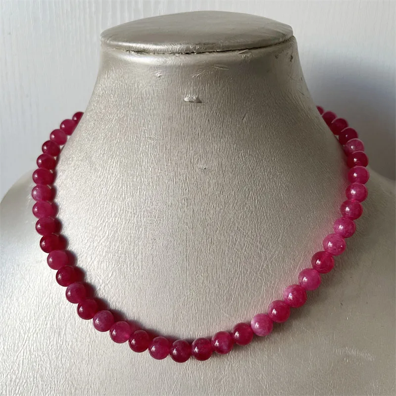 10Style 8MM Rubellite Peridot Tourmaline Amazonite Necklace Jade Jasper Natural Stone Beads Jewelry Choker Healing Yoga Female