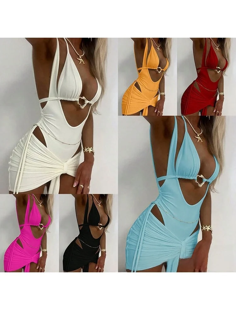 Quick Dry Sun Protection Three Piece Bikini Swimwear Metal Buckle Strap Design Casual Surfing Suit Polyester Material Availab...