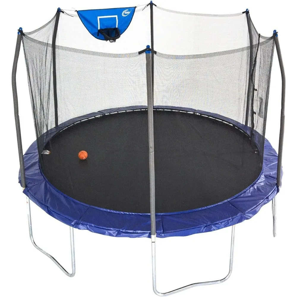 Jump N' Dunk 12 FT,Round Outdoor Trampoline for Kids with Enclosure Net, Basketball Hoop, ASTM Approval, 800 LBS Weight Capacity