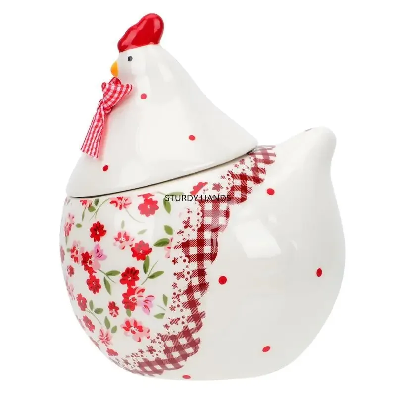1 Ceramic Biscuit Storage Jar Easter Covered Mother Chicken Shaped Container Coffee Beans Grain Biscuit Storage Jar view 6