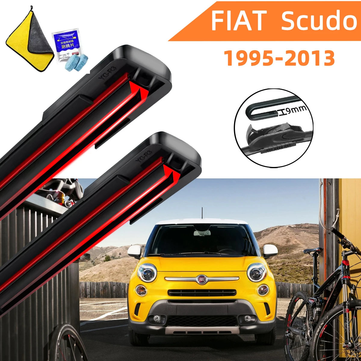 

Double Rubber Car Wipers for FIAT Scudo Front Blade Brushes Cutter Automobiles Parts Accessorie Wiper Windscreen Wiper Parts