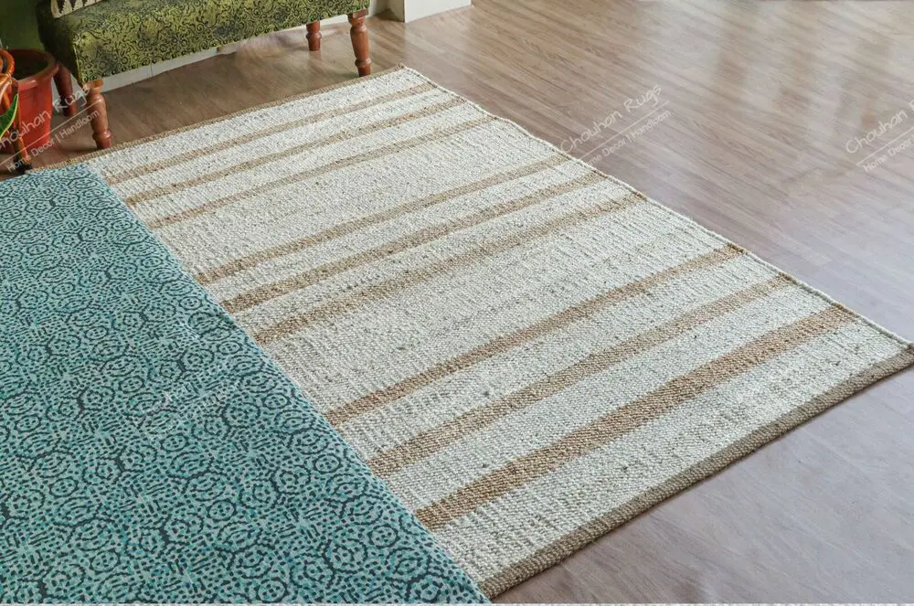 Custom Sizes Handmade Jute Rug Yoga Mat Throw Carpet Hand Loom Hemp Jute Runner Carpets for Living Room