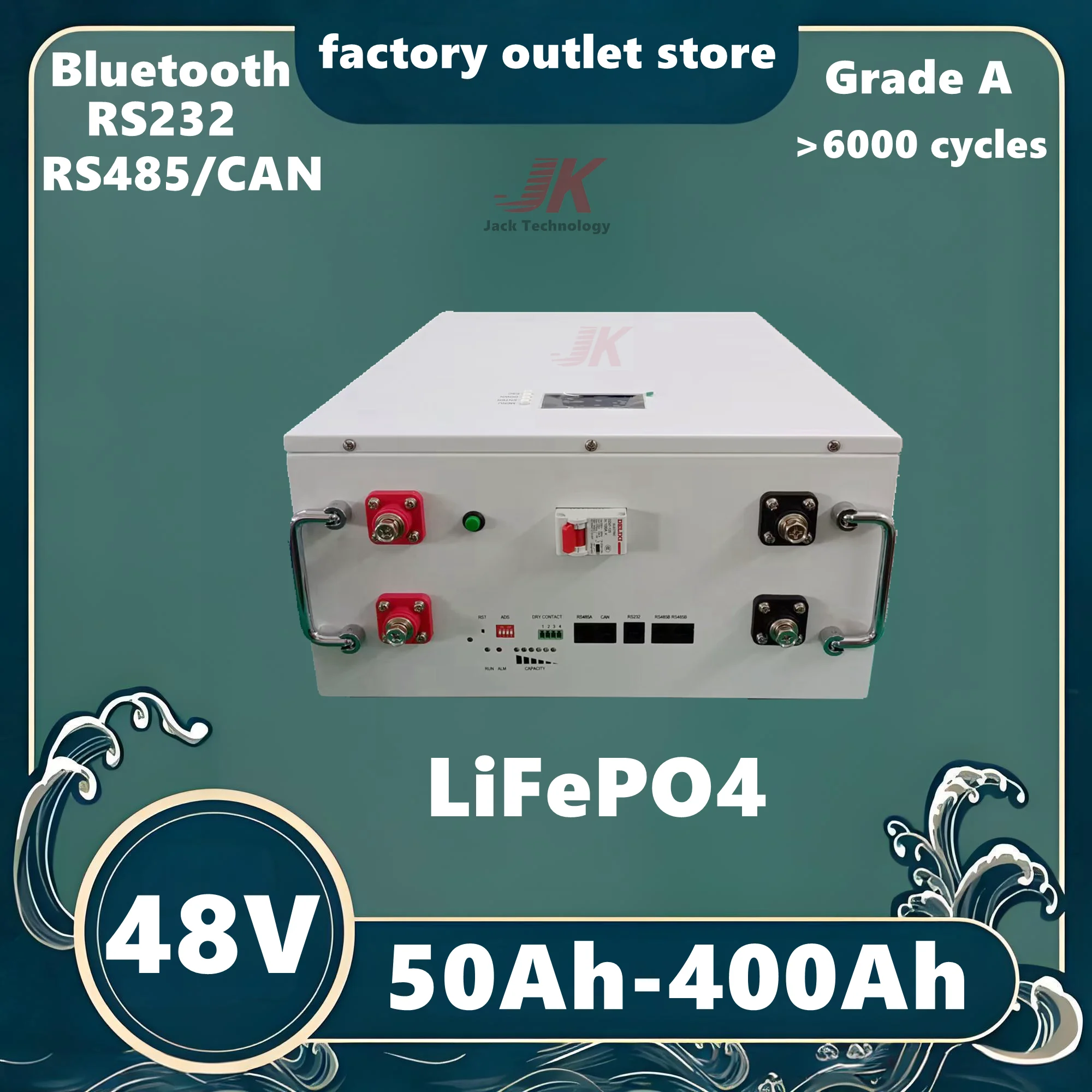 

48V 51.2V 100Ah 200Ah 50Ah 300Ah 400Ah Lifepo4 rechargeable Battery RS485 CAN RS232 for Inverter PV Solar Energy Storage Base